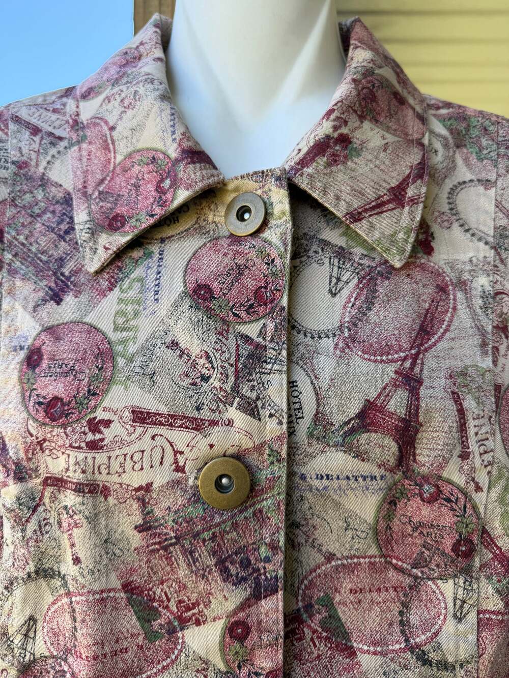 Christopher & Banks Y2K Paris Travel Print Jacket Petite M French Girl Artsy